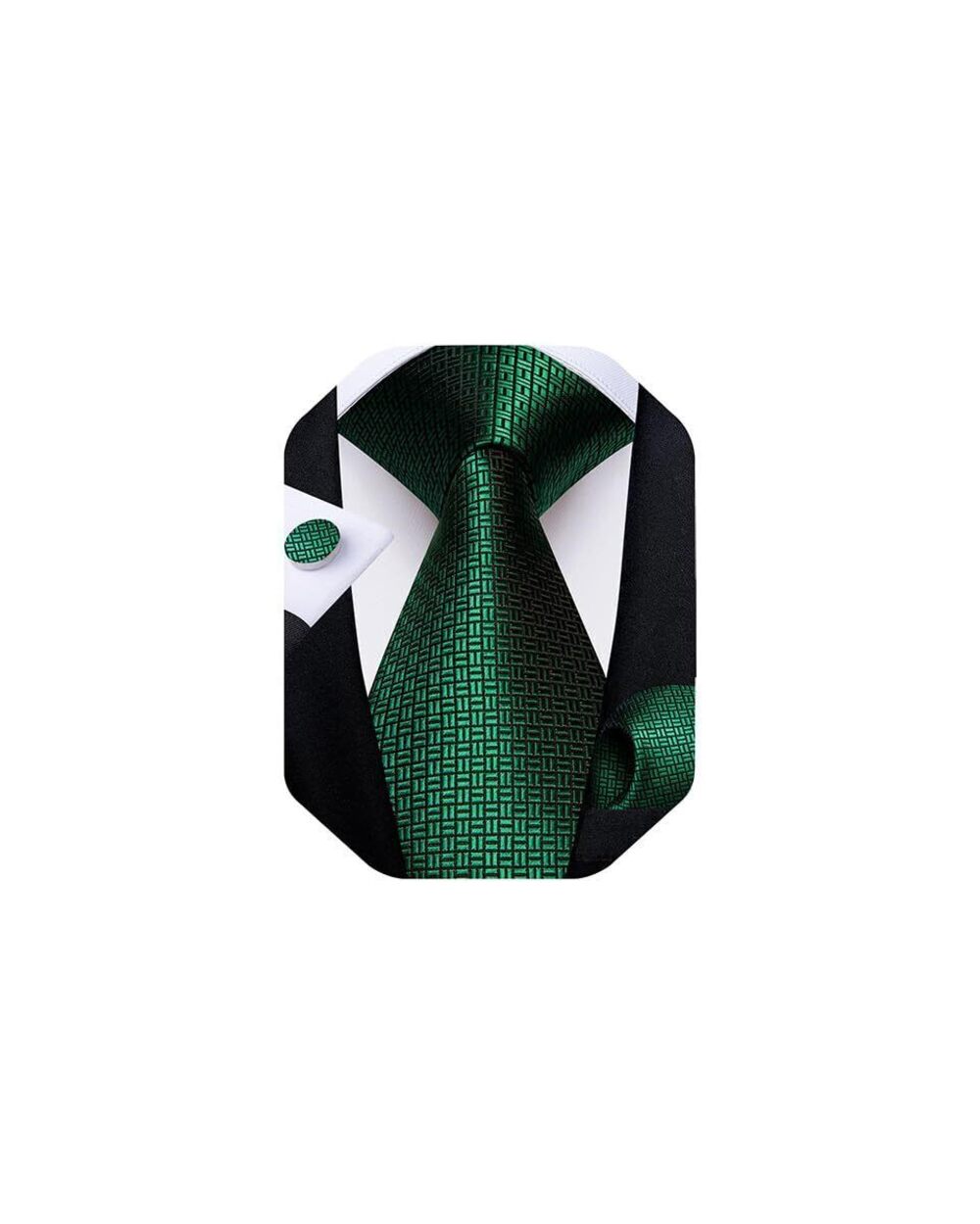 4740 Solid Color Tie and Pocket Square Set Woven Silk Plain Necktie &